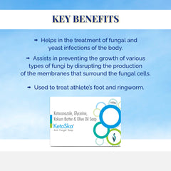 Ketoska Anti fungal soap with ketoconazole, shea butter, Kokum butter, palm & coconut to treat fungal and yeast infections (Pack Of 3)