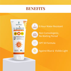 S- shield sunscreen gel spf 50 with Glycerin for youthful looking skin