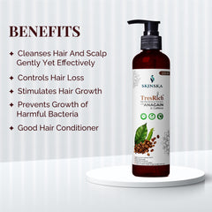 TresRich revitalising shampoo with Anagain and Caffeine to prevent hair loss Also contains cetrimonium chloride, olive oil PEG 7 esters, niacinamide and D - pantheonl