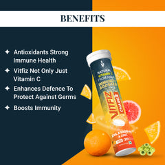 Vitfiz charge effervescent tablets with 1000 mg vitamin c for overall skin health (Pack of 2)