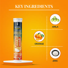 Vitfiz charge effervescent tablets with 1000 mg vitamin c for overall skin health (Pack of 2)
