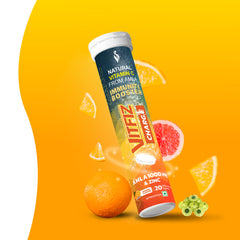 Vitfiz charge effervescent tablets with 1000 mg vitamin c for overall skin health (Pack of 2)