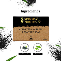 Skinska Naturals Bamboo Charcoal Handmade Soap with Activated Charcoal & Tea Tree for Deeply Cleansed and Blemish Free Skin (Pack of 3)