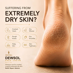Dewsol Urea cream with glycolic acid, urea, cetylated fatty ester complex for soft and moisturised feet