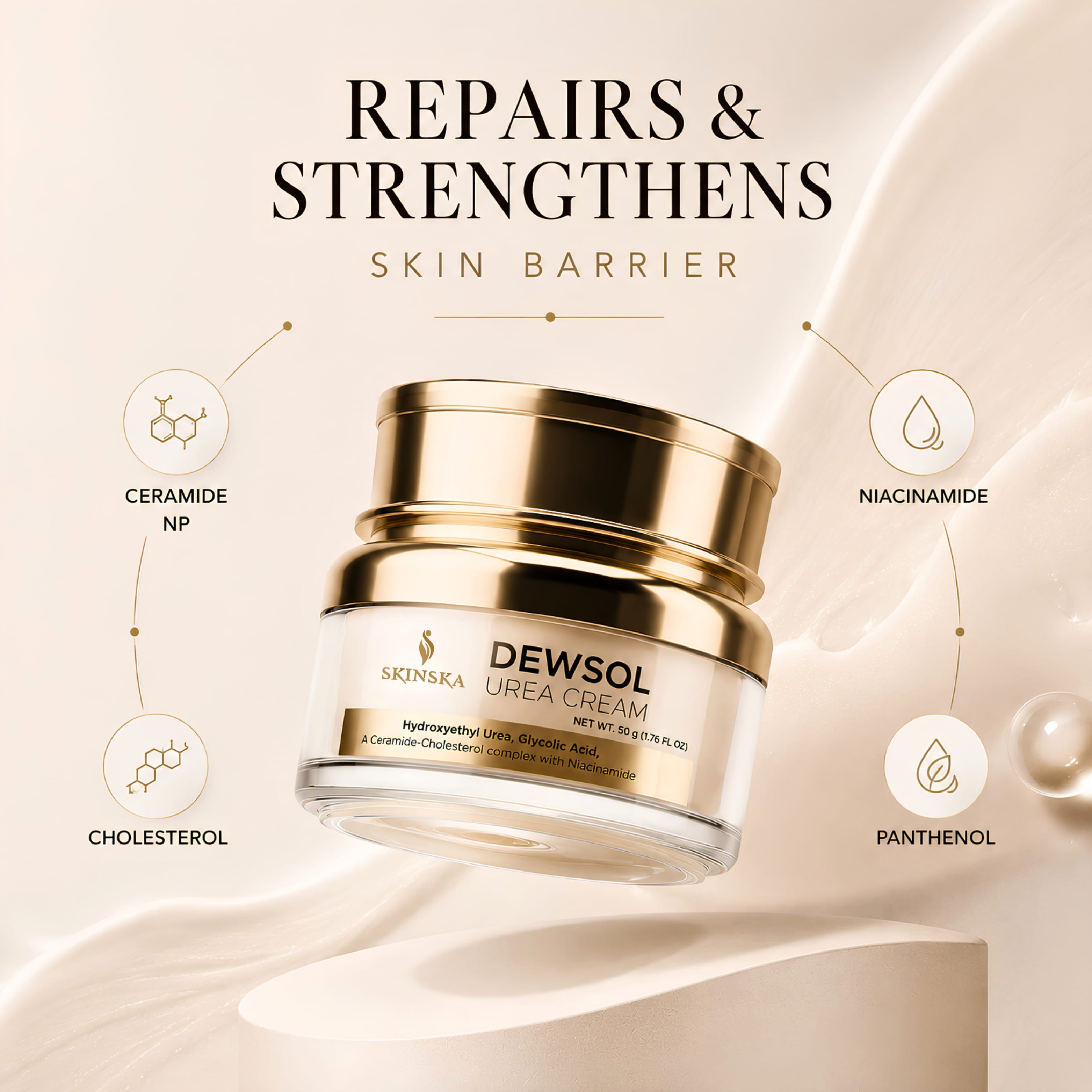 Dewsol Urea cream with glycolic acid, urea, cetylated fatty ester complex for soft and moisturised feet