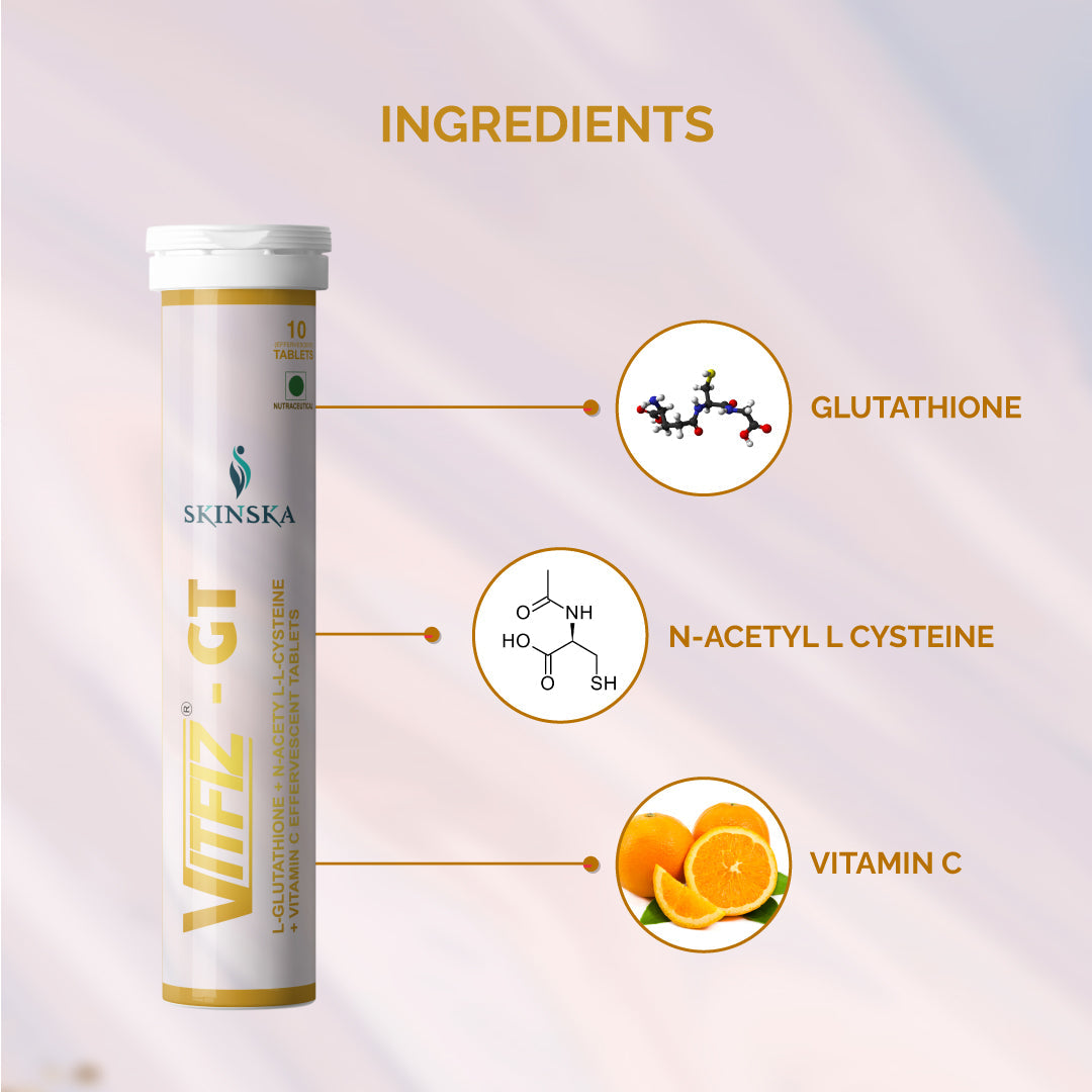 Vitfiz - GT, 10 effervescent tablets with vitamin C, Glutathione and N Skinska UK Vitfiz - GT, 10 effervescent tablets with vitamin C, Glutathione and N Skinska UK