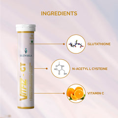 Vitfiz - GT, 10 effervescent tablets with vitamin C, Glutathione and N - Acetyl cysteine for immunity boosting and overall skin health