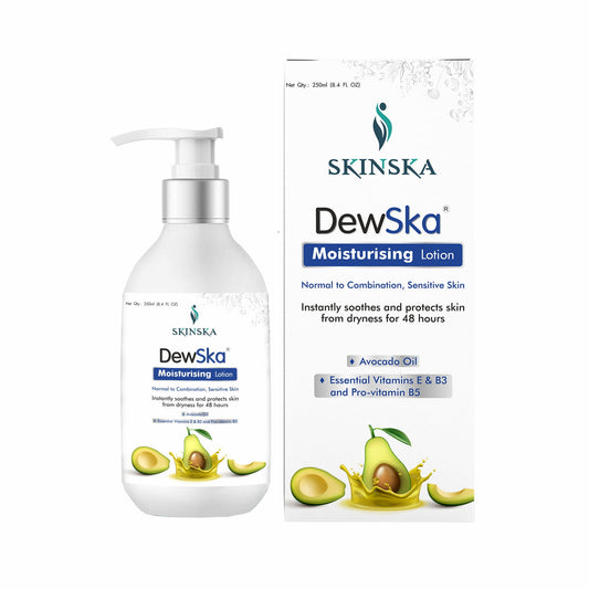 Dewska moisturising lotion with avocado and Vitamin  E for 48 hours deep moisturisation