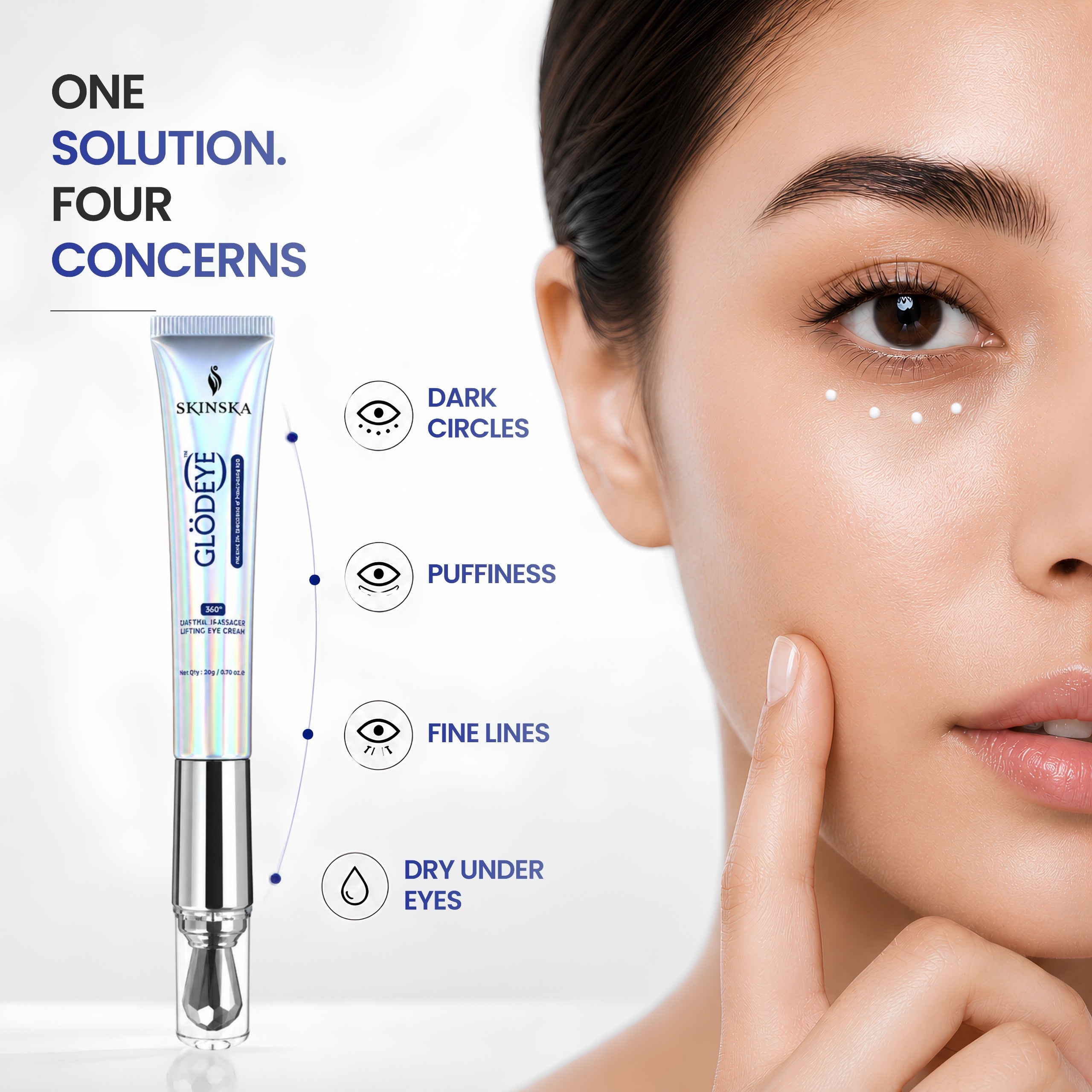 Glodeye 360° Crystal Massager Eye Cream for Dark Circles & Puffiness