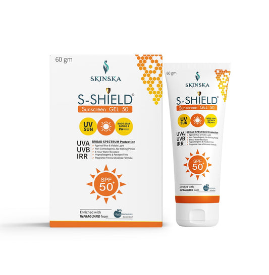 S- shield sunscreen gel spf 50 with Glycerin for youthful looking skin