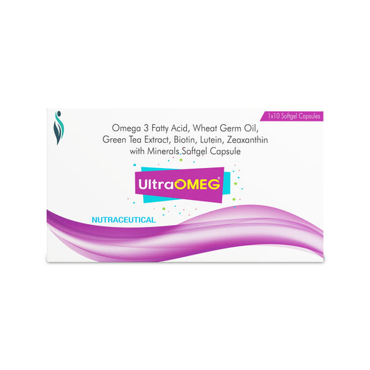 UltraOMEG soft gel capsules with Omega 3 fatty acid for hair growth Also contains bition, green tea extract, zinc and wheat germ (Pack Of 2)